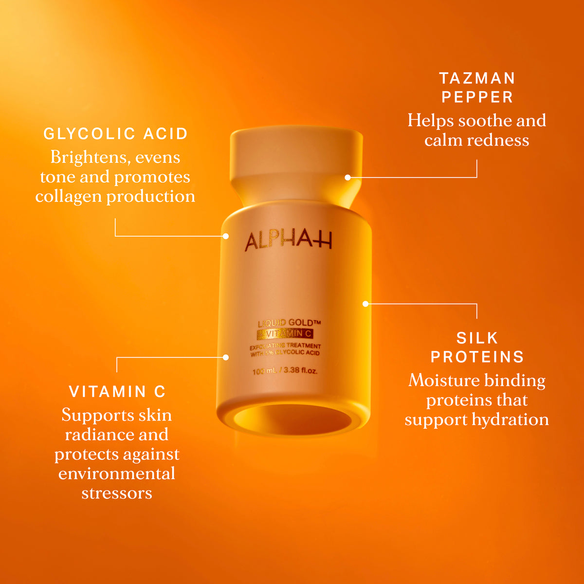 Alpha-H Liquid Gold + Vitamin C Exfoliating Treatment results ingrédients