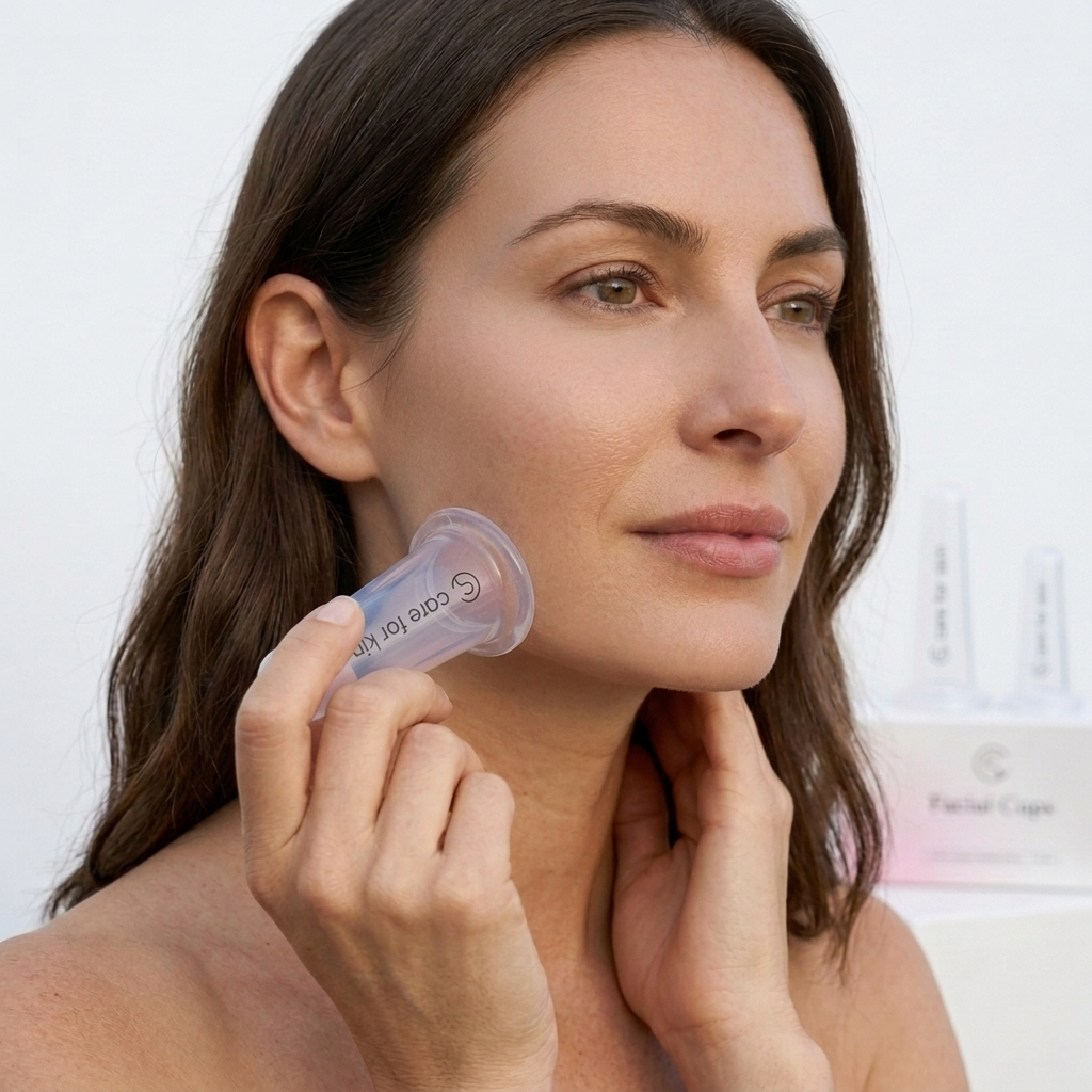 Care for Skin Facial Cups in gebruik op de hals