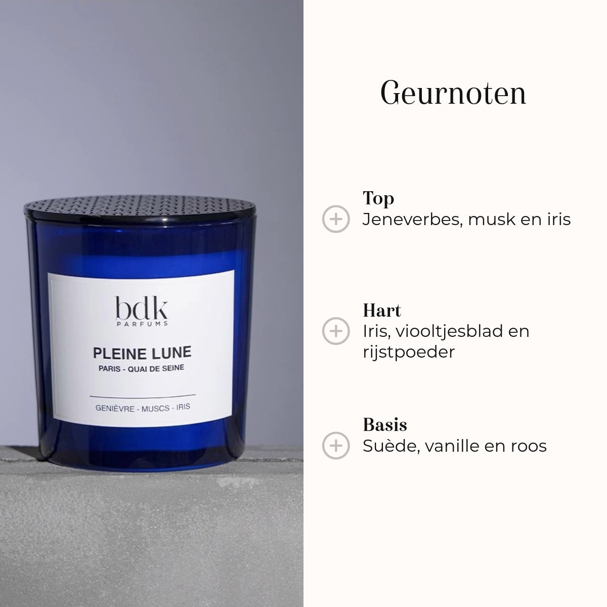 Bougie parfumée - Pleine Lune 250gr notes olfactives