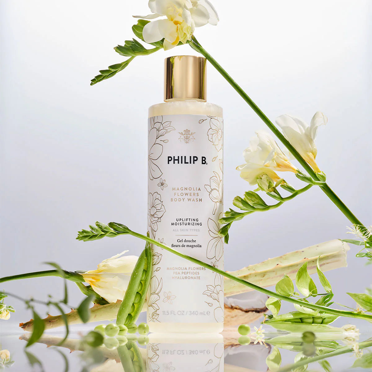 Philip B Magnolia Flowers Body Wash 340ml sfeer met bloemen