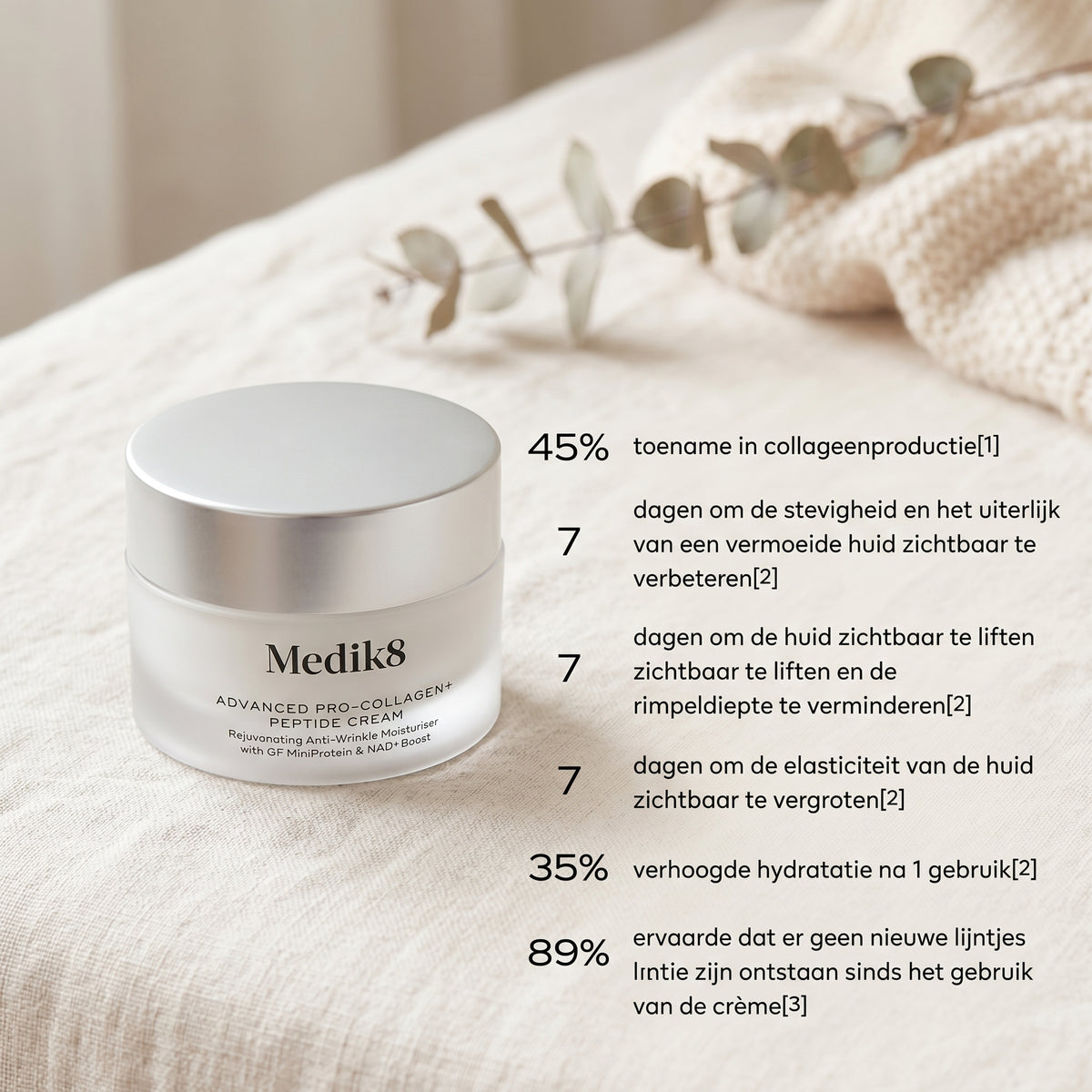 Medik8 Advanced Pro Collagen+ Peptide Cream pot avec résultats cliniques