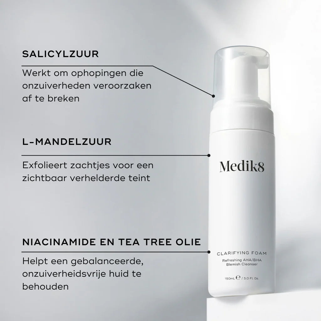 Medik8 Clarifying Foam ingrédients acide salicylique et huile de tea tree